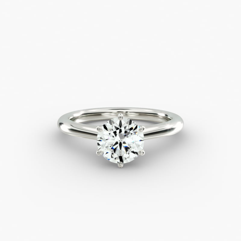Petite Nouveau Six-Prong Solitaire Engagement Ring in Platinum