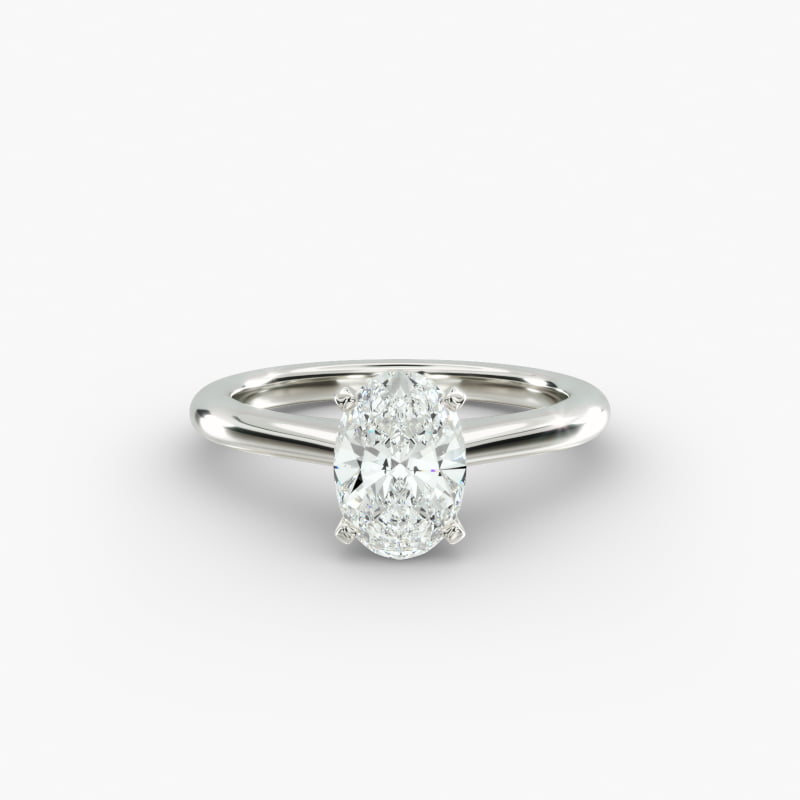 Oval Cut 1 CT Certified Lab-Grown Diamond Petite Solitaire Engagement Ring In 14K White Gold