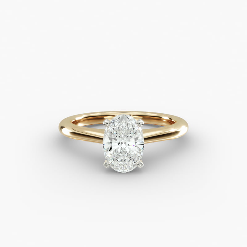 Oval Cut 1 CT Certified Lab-Grown Diamond Petite Solitaire Engagement Ring In 14K Yellow Gold