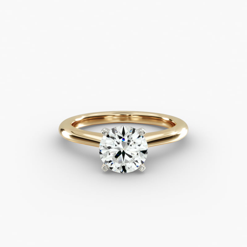Round 1.5 CT Certified Lab-Grown Diamond Petite Solitaire Engagement Ring In 14K Yellow Gold