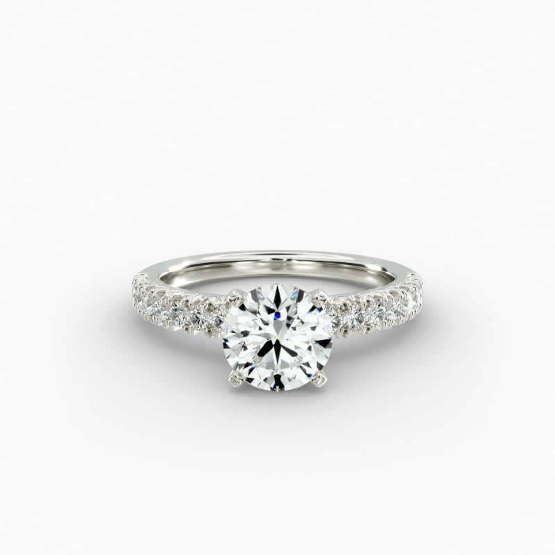 Round 1 CT Certified Diamond French Pavé Engagement Ring In Platinum