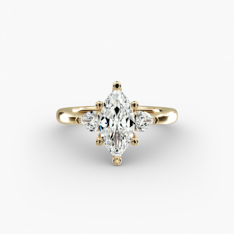 Pear Sidestone Lab-Grown Diamond Engagement Ring in 14k Yellow Gold (1/4 ct. tw.)