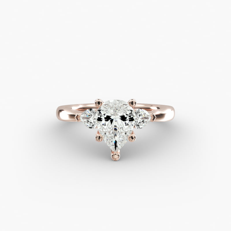 Pear Sidestone Lab-Grown Diamond Engagement Ring in 14k Rose Gold (1/4 ct. tw.)