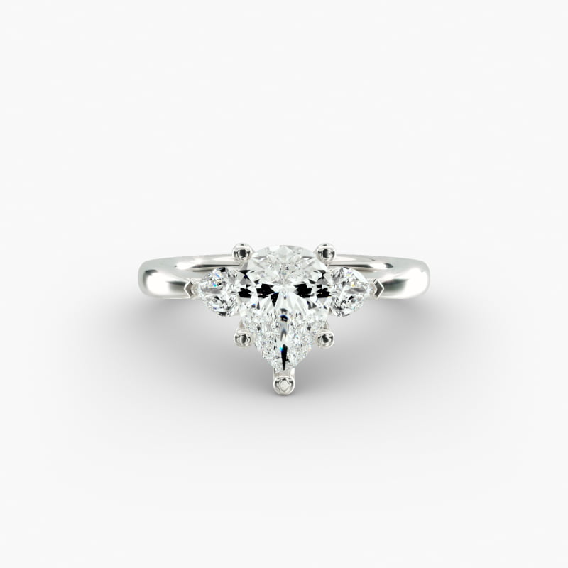 Pear Sidestone Lab-Grown Diamond Engagement Ring in 14k White Gold (1/4 ct. tw.)