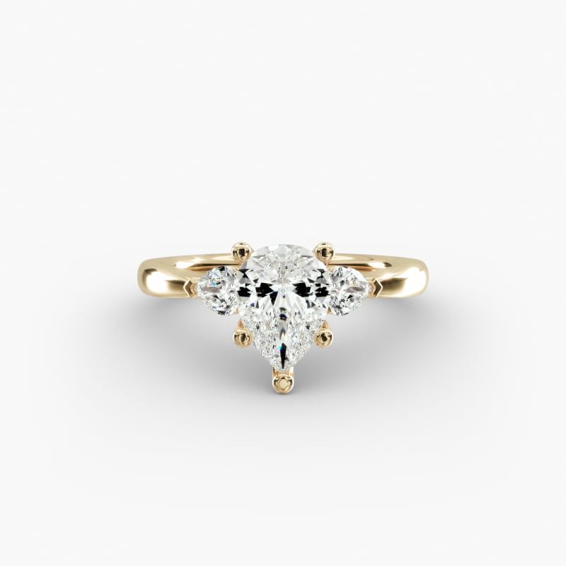 Pear Sidestone Lab-Grown Diamond Engagement Ring in 14k Yellow Gold (1/4 ct. tw.)