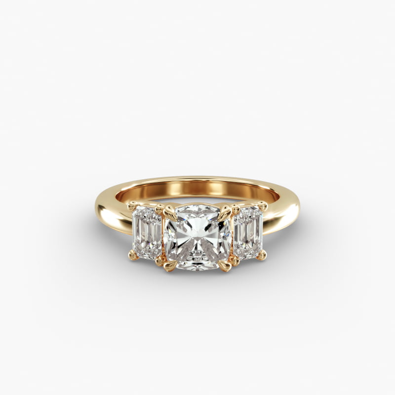 Three-Stone Emerald Cut Lab-Grown Diamond Engagement Ring in 14K Yellow Gold (5/8 ct. tw.)