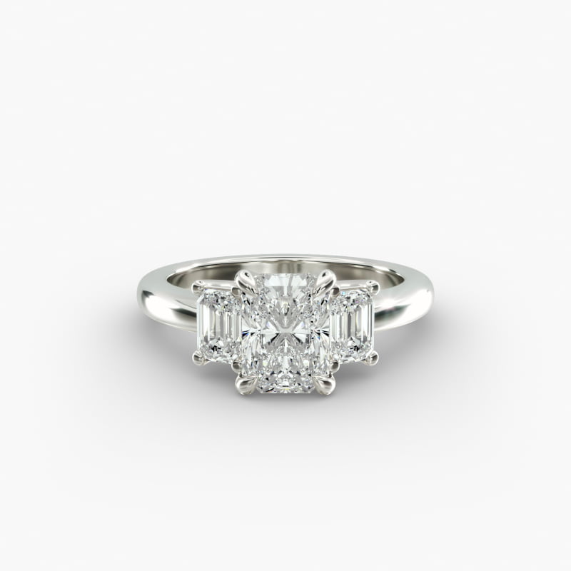 Three-Stone Emerald Cut Lab-Grown Diamond Engagement Ring in 14K White Gold (5/8 ct. tw.)