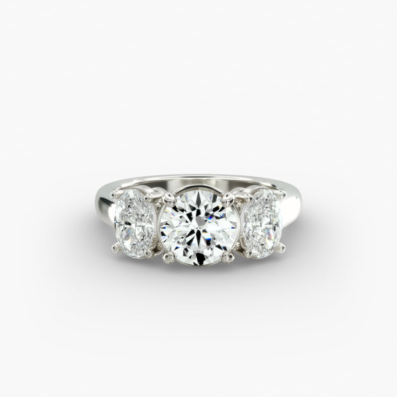 Oval Three-Stone Lab-Grown Diamond Engagement Ring in 14k White Gold (1 ct. tw.)
