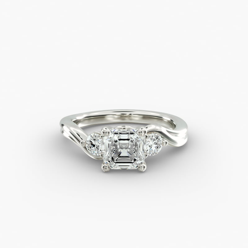 Wrapped Shank Three Stone Lab-Grown Diamond Engagement Ring in 14k White Gold