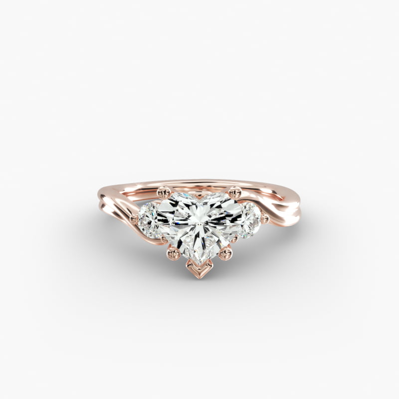 Wrapped Shank Three Stone Lab-Grown Diamond Engagement Ring in 14k Rose Gold