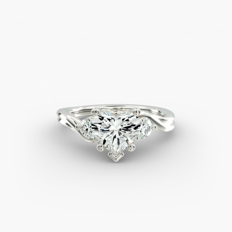Wrapped Shank Three Stone Lab-Grown Diamond Engagement Ring in 14k White Gold