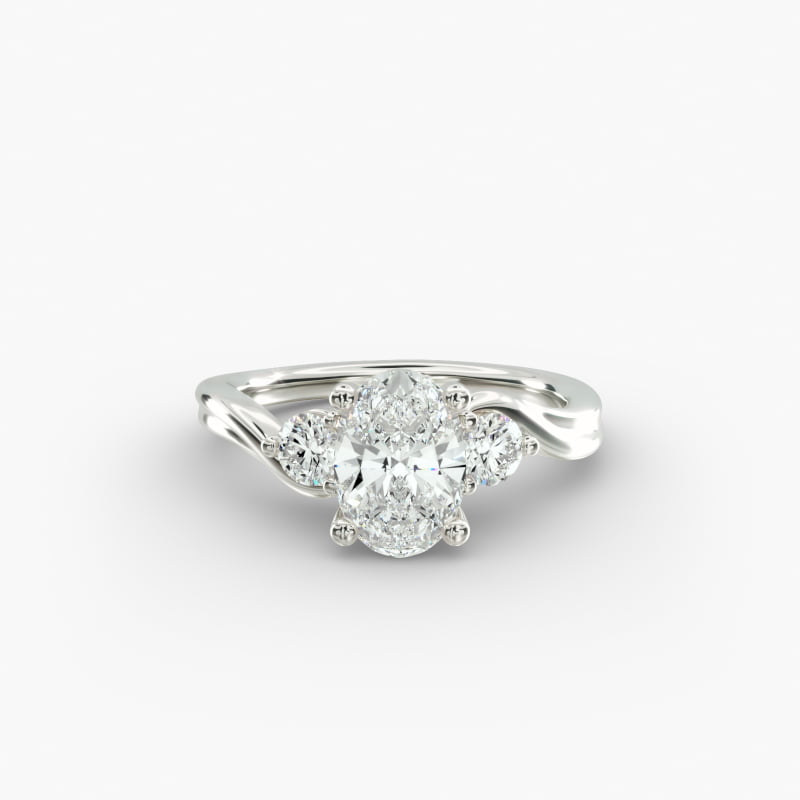 Wrapped Shank Three Stone Lab-Grown Diamond Engagement Ring in 14k White Gold