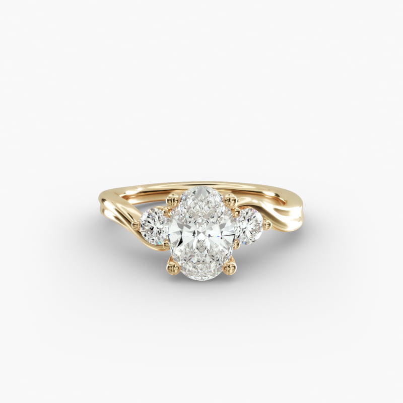 Wrapped Shank Three Stone Lab-Grown Diamond Engagement Ring in 14k Yellow Gold