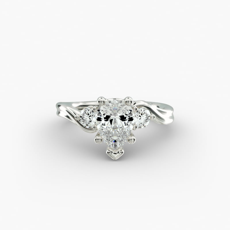 Wrapped Shank Three Stone Lab-Grown Diamond Engagement Ring in 14k White Gold