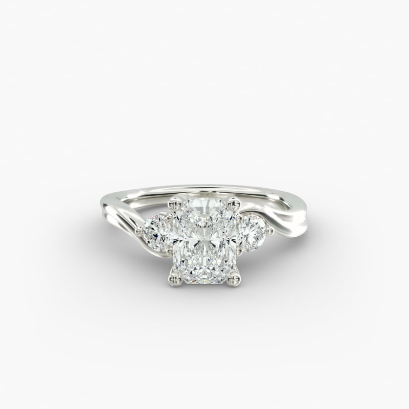 Wrapped Shank Three Stone Lab-Grown Diamond Engagement Ring in 14k White Gold