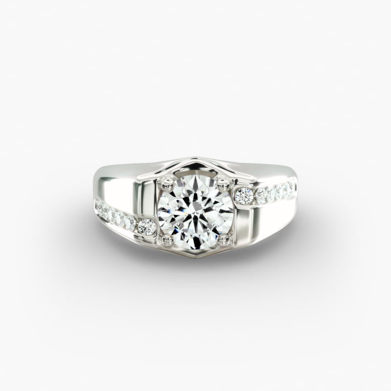 Men's Bypass Channel Diamond Engagement Ring in 14k White Gold (1/4 ct. tw.)