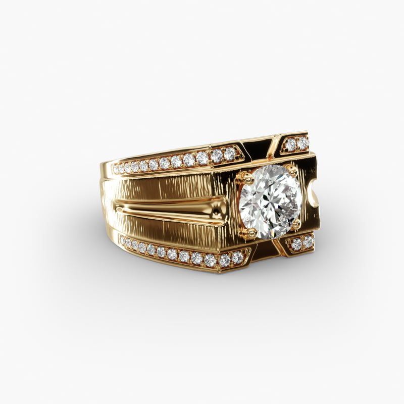 Men's Grooved Diamond Channel Engagement Ring in 14K Yellow Gold (1/4 ct. tw.)