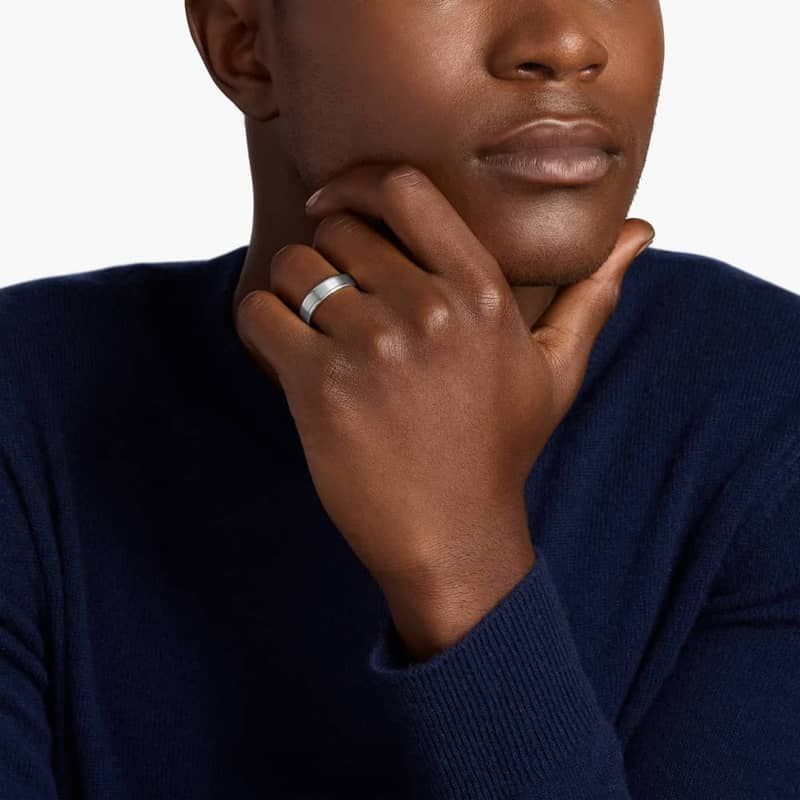 Brushed Inlay Wedding Ring in Platinum (6mm)