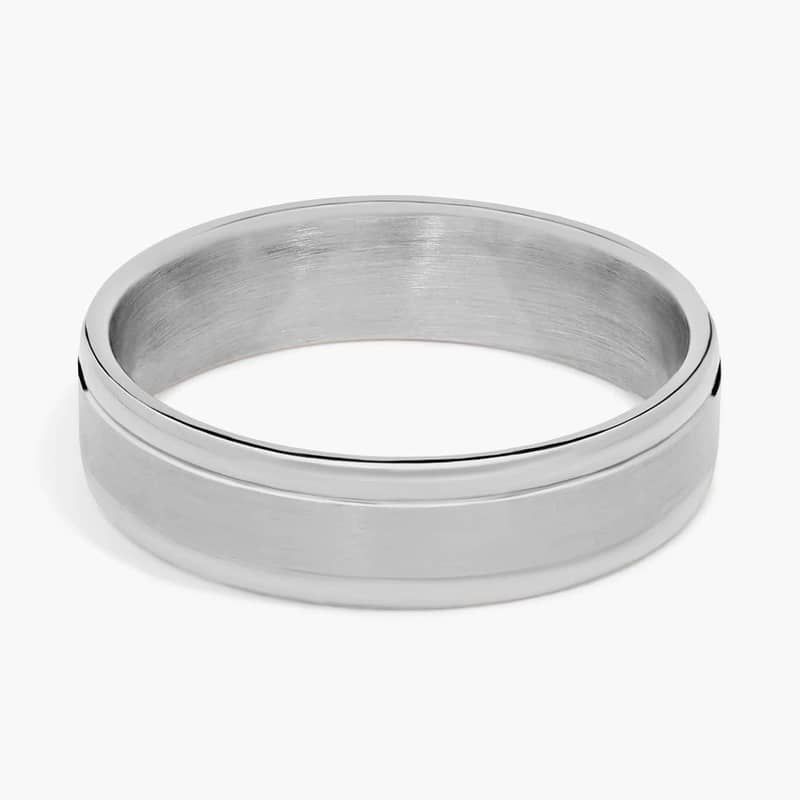 Brushed Inlay Wedding Ring in Platinum (6mm)