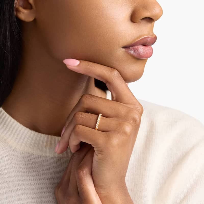 Scalloped Pavé Lab-Grown Diamond Ring in 18k Yellow Gold (1/2 ct. tw.)