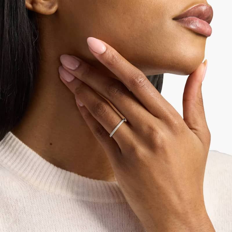 Petite Micropavé Lab-Grown Diamond Ring in Platinum (1/10 ct. tw.)