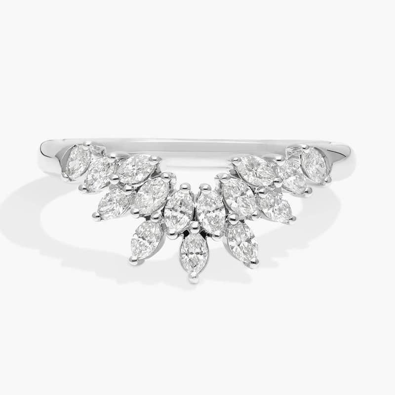 Marquise Diamond Crown Wedding Ring in 14k White Gold (5/8 ct. tw.)