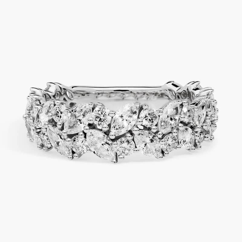 Marquise & Round Diamond Cluster Wedding Ring in 14k White Gold (2 ct. tw.)