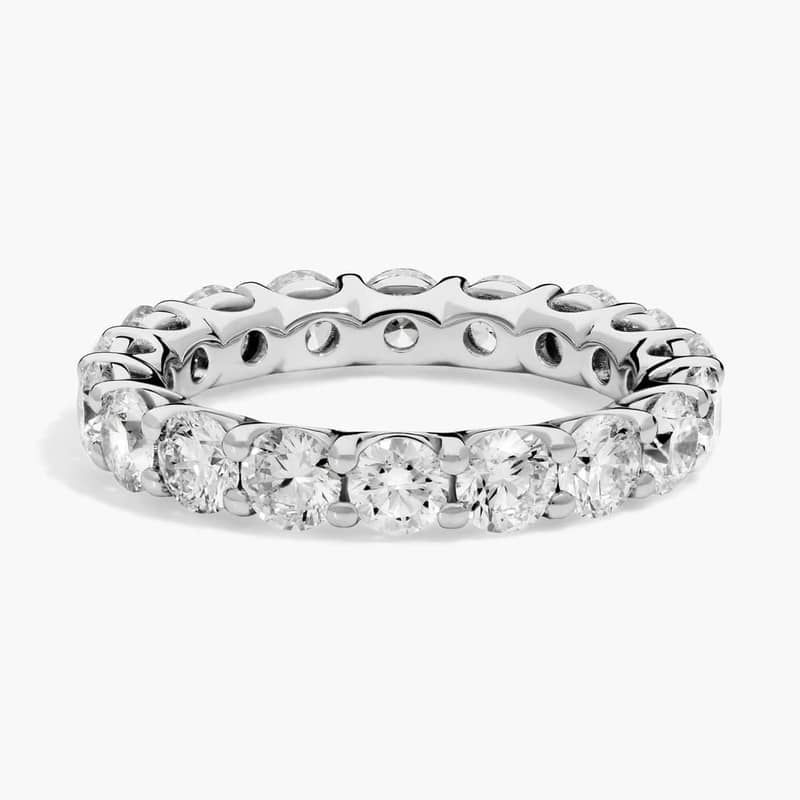 Low Dome Basket Lab-Grown Diamond Eternity Ring In 14K White Gold (3 Ct. tw. - F-G / VS2-SI1)