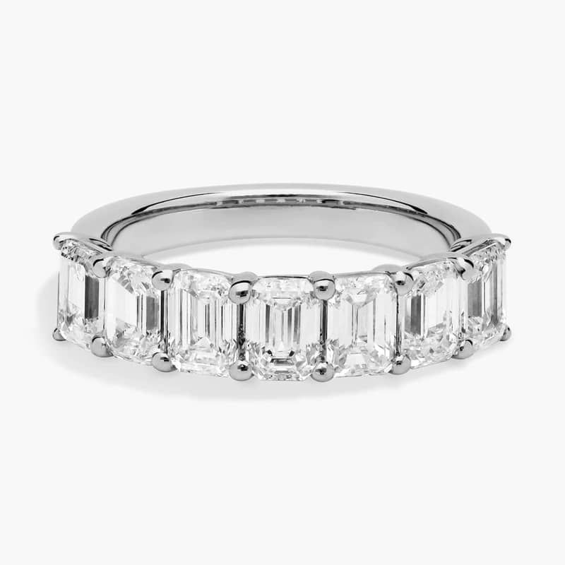 Seven Stone Emerald Lab Grown Diamond Ring in 14k White Gold (2 Ct. tw. - F-G / VS2-SI1)