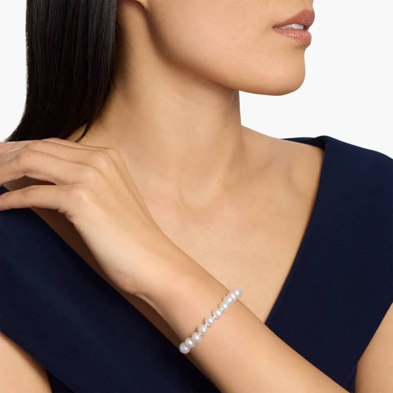 6.5" Freshwater Cultured Pearl Bracelet in 14k White Gold (7.0-7.5mm)