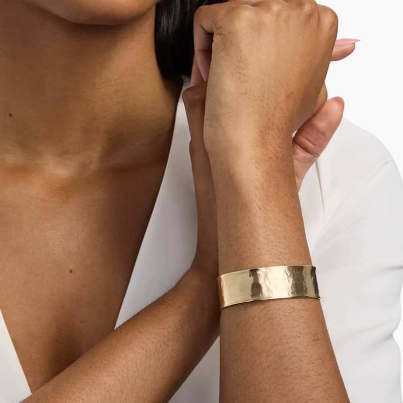 Satin Cuff Bracelet in 14k Italian Yellow Gold (19 mm)