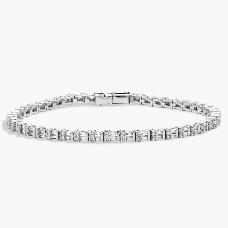 Round & Baguette Diamond Bracelet in 14k White Gold (2 1/4 ct. tw.)