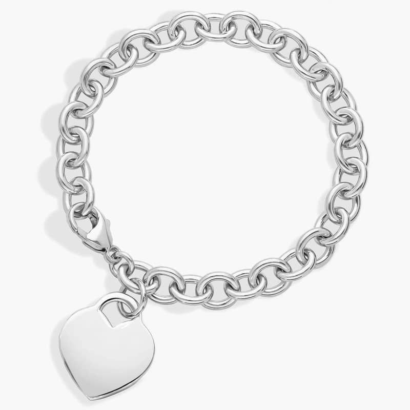 8" Heart-Tag Bracelet in Sterling Silver