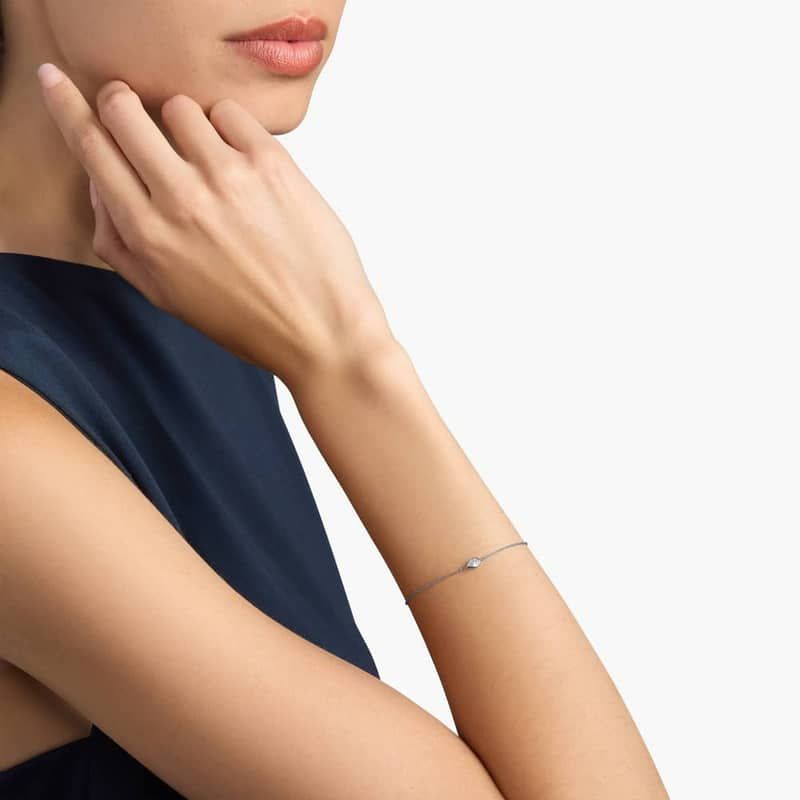 Mini Bezel Set Pear Cut Diamond Bracelet 14k White Gold (1/6 ct. tw.)