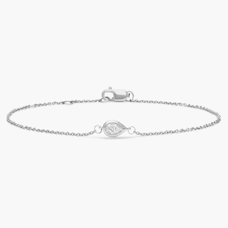 Mini Bezel Set Pear Cut Diamond Bracelet 14k White Gold (1/6 ct. tw.)