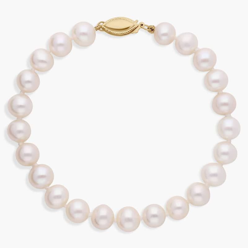 7.5" Freshwater Cultured Pearl Bracelet in 14k Yellow Gold (7.0-7.5mm)