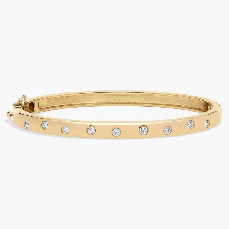 7.25" Scattered Diamond Bangle Bracelet in 14K Yellow Gold