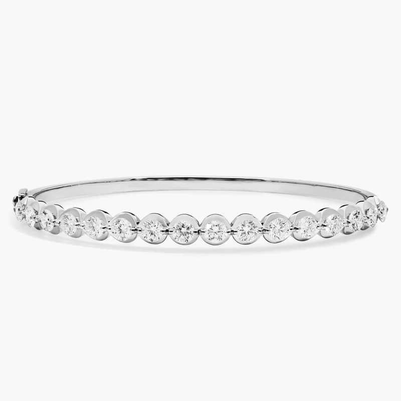 Illusion Bangle Bracelet With Lab-Grown Diamonds In 14K White Gold (7")