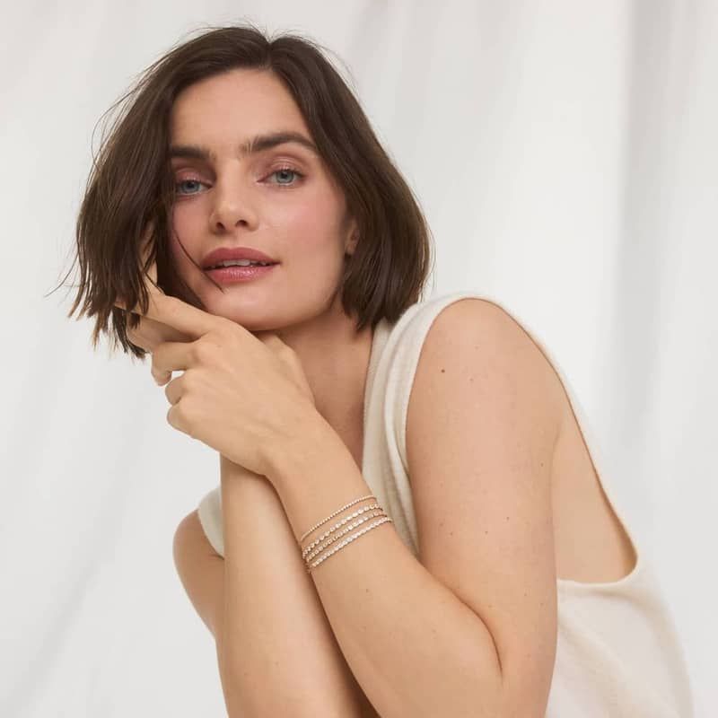 Mini Half Tennis Bracelet With 0.50 CTW Partial Bezel Round Lab-Grown Diamonds In 14K Yellow Gold