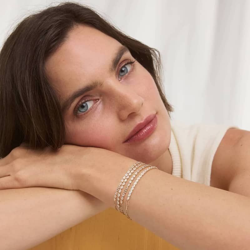 Mini Half Tennis Bracelet With 2 CTW Emerald Cut Lab-Grown Diamonds In 14K Yellow Gold