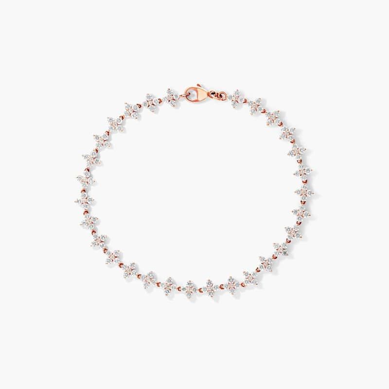 Lab-Grown Diamond Blossom Tennis Bracelet In 14K Rose Gold