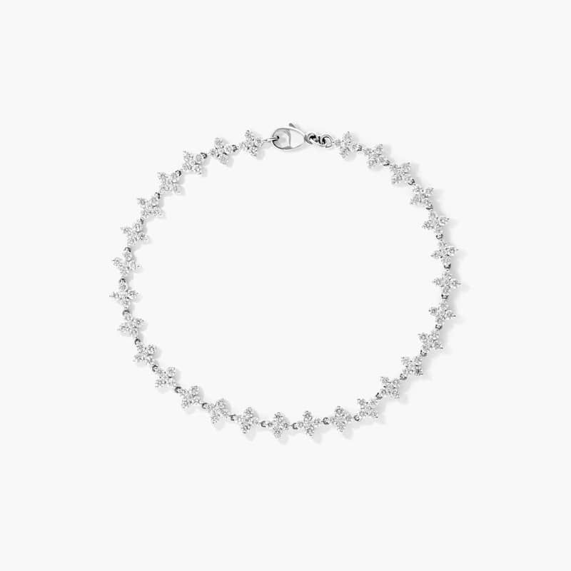Lab-Grown Diamond Blossom Tennis Bracelet In 14K White Gold