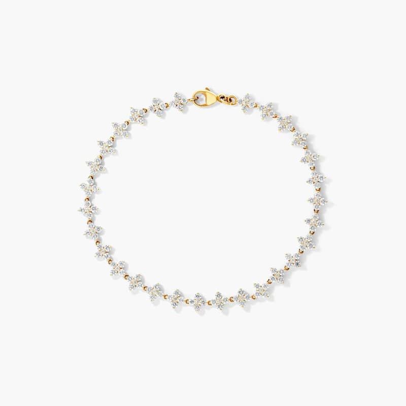 Lab-Grown Diamond Blossom Tennis Bracelet In 14K Yellow Gold