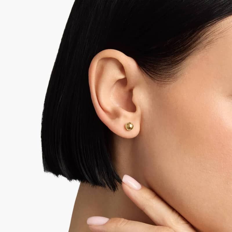 Bead Ball Stud Earrings in 14k Yellow Gold (6mm)