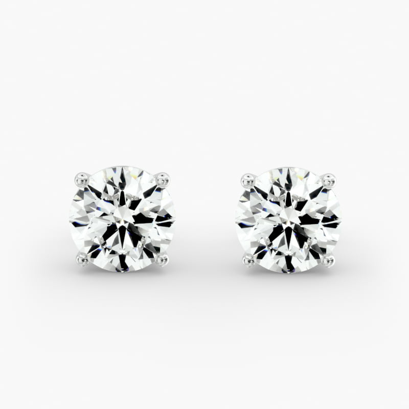 Four Prong Stud Earrings   In 14K White Gold (Setting)