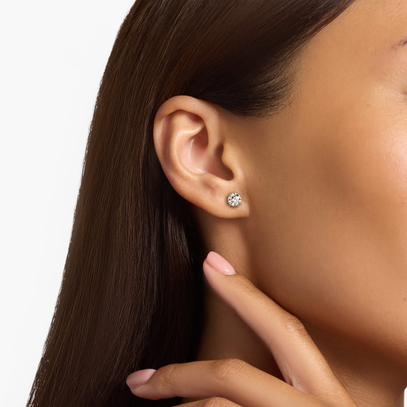 Four Prong Stud Earrings In Platinum (Setting)