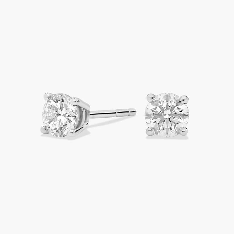 Four Prong Round Brilliant Lab Grown Diamond Stud Earrings in 14k White Gold (1/2 Ct. tw. - F-G / VS2-SI1)