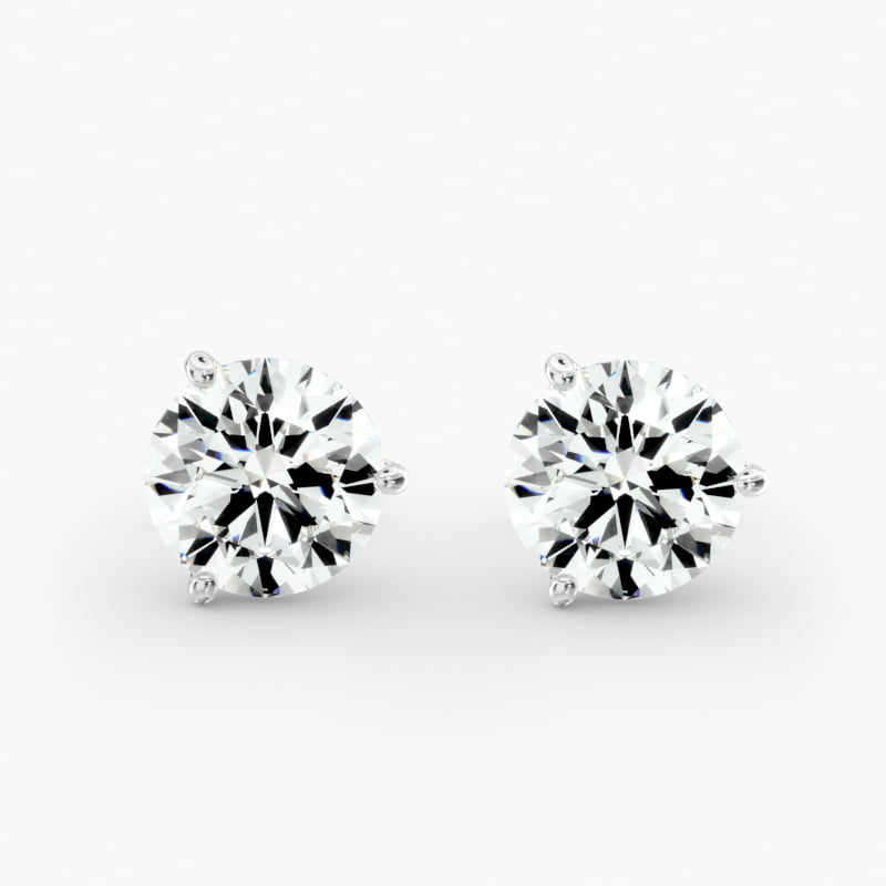 Three Prong Martini Stud Earring In Platinum (Setting)