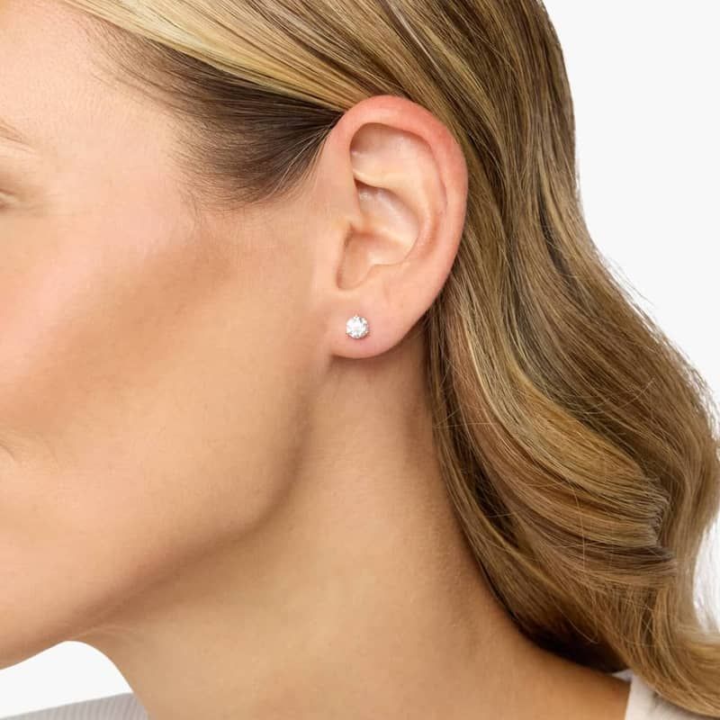 Three Prong Martini Round Brilliant Lab Grown Diamond Earrings  In 14K Yellow Gold (1 Ct. tw. - F-G / VS2-SI1)