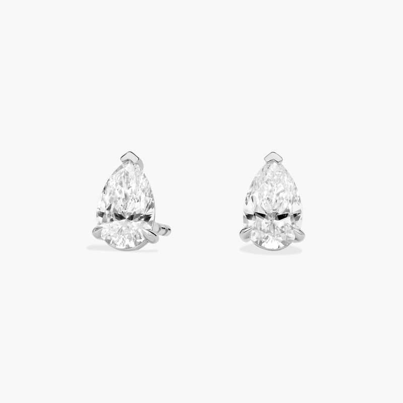 Pear Cut Lab-Grown Diamond Stud Earrings In 14K White Gold (1 Ct. tw. - F-G / VS2-SI1)